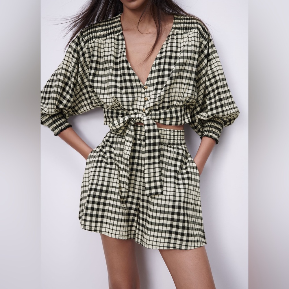 ZARA Cropped Gingham Top
